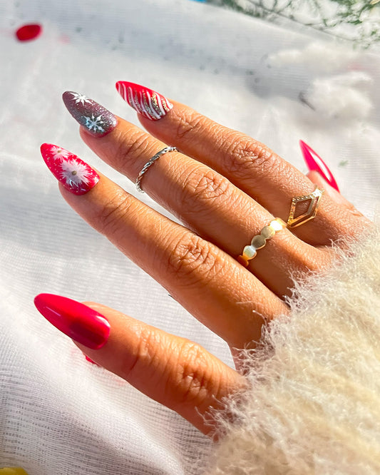 Christmas Red Artificial Nails| Press On Nails