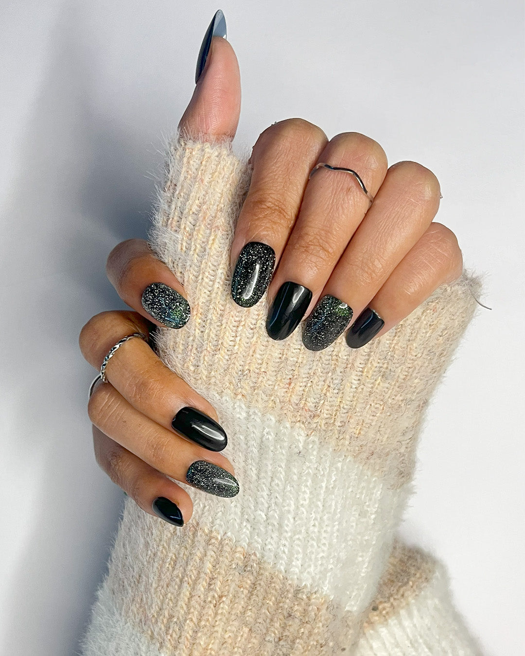 Black Cat Eye Artificial Nails| Press On Nails