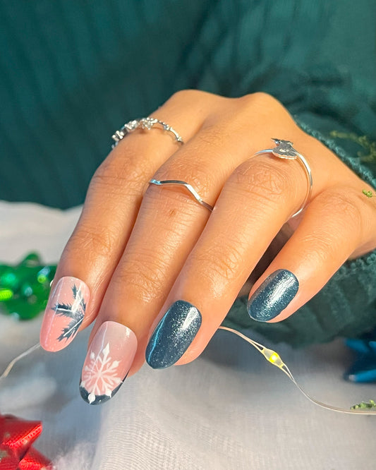 Christmas Pine Green Artificial Nails| Press On Nails